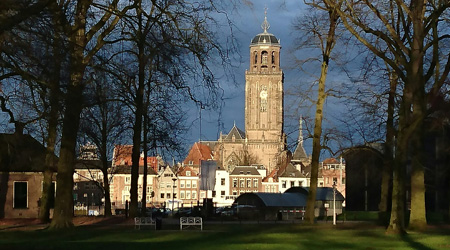 Deventer, gezien vanaf De Worp